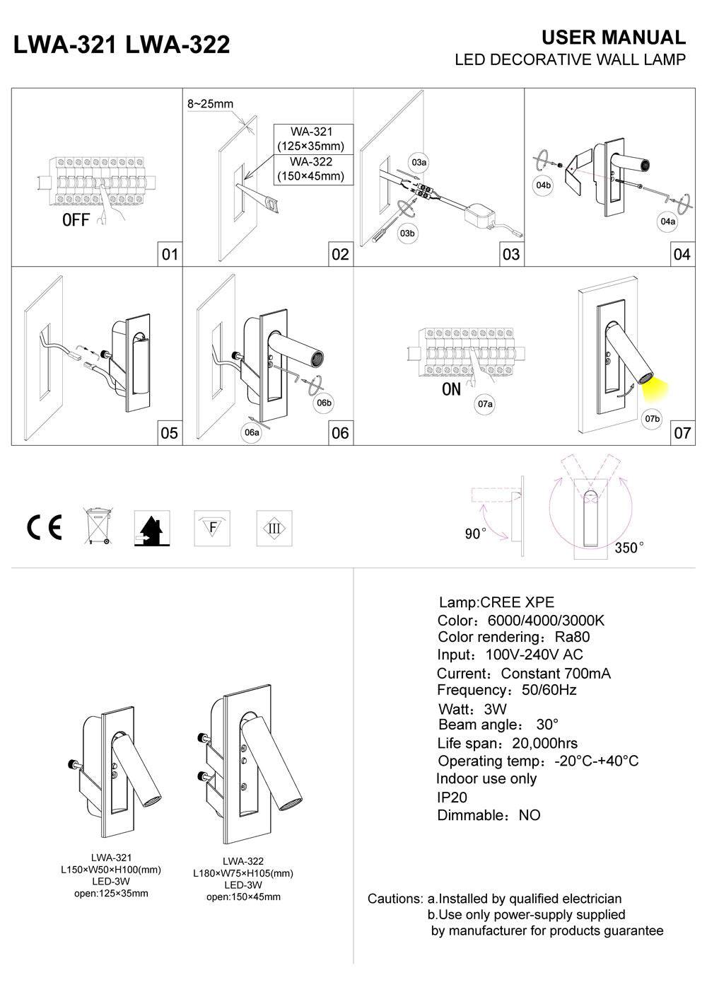 3 Watt Black Recessed Adjustable LED Reading Wall Light - Ultra Beam Lighting Ltd