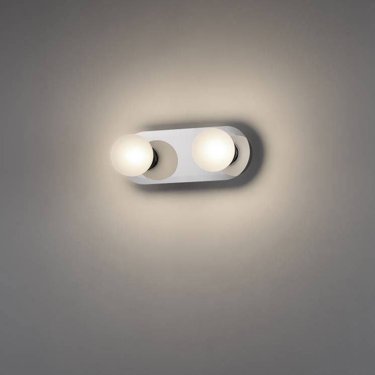 LED vanity wall light mounted on a white wall 