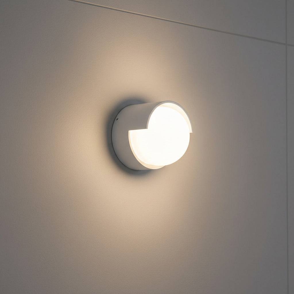 white IP65 bathroom wall light mounted on bathroom tiles 