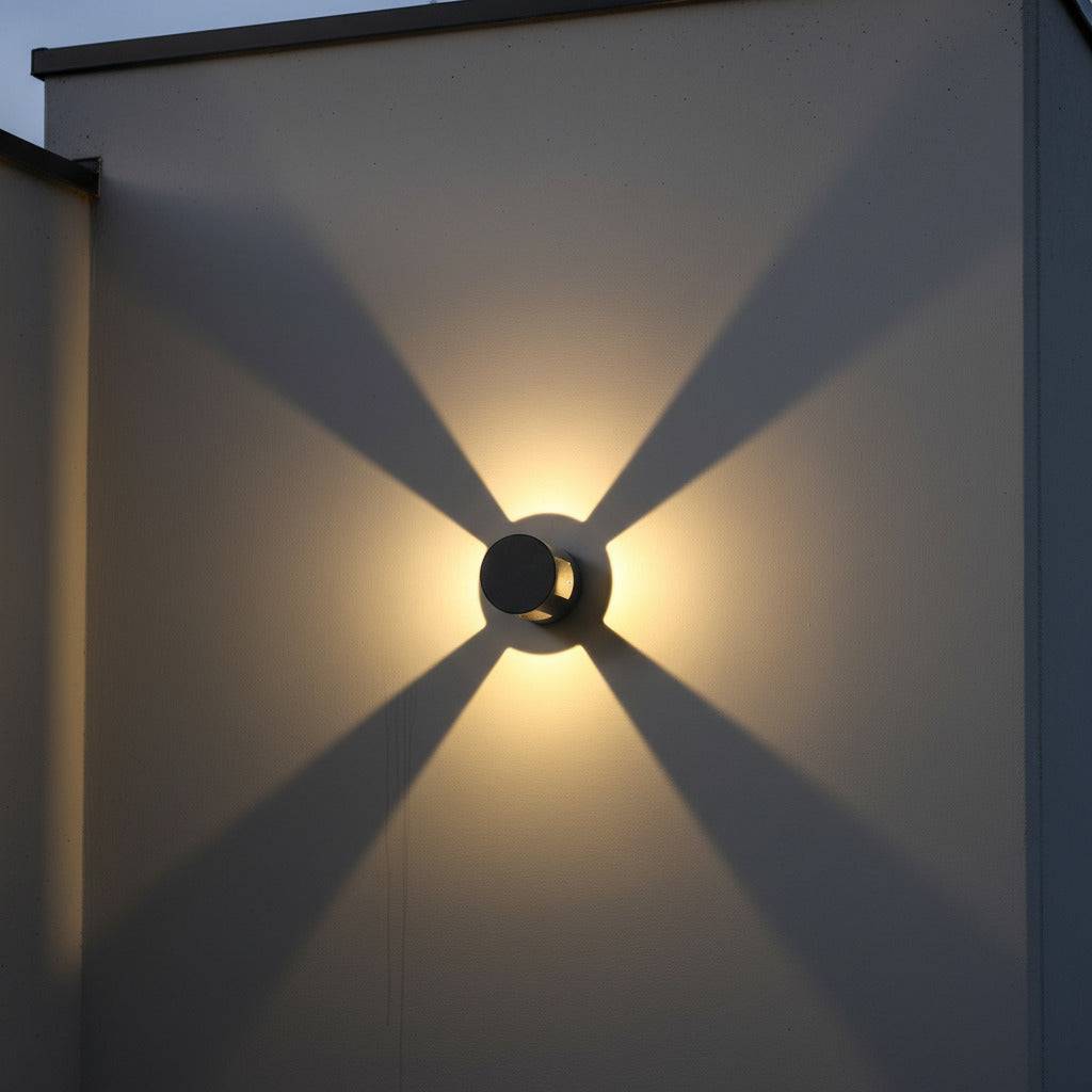 black outside wall light mounted on the outside wall of a house 