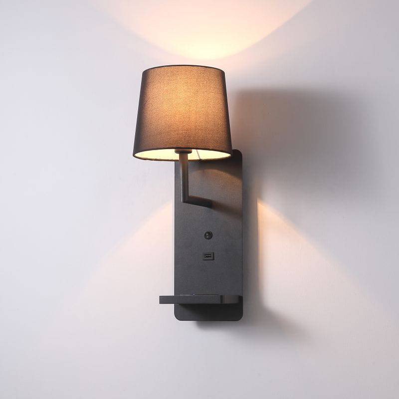 4 Watt Black Reading Wall Light For Bedroom - USB & Wireless Charging - Ultra Beam Lighting Ltd