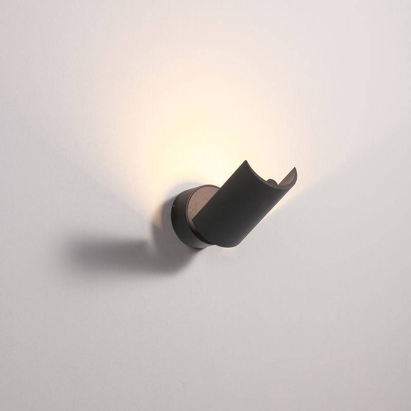 Black indoor wall uplighter on a white background