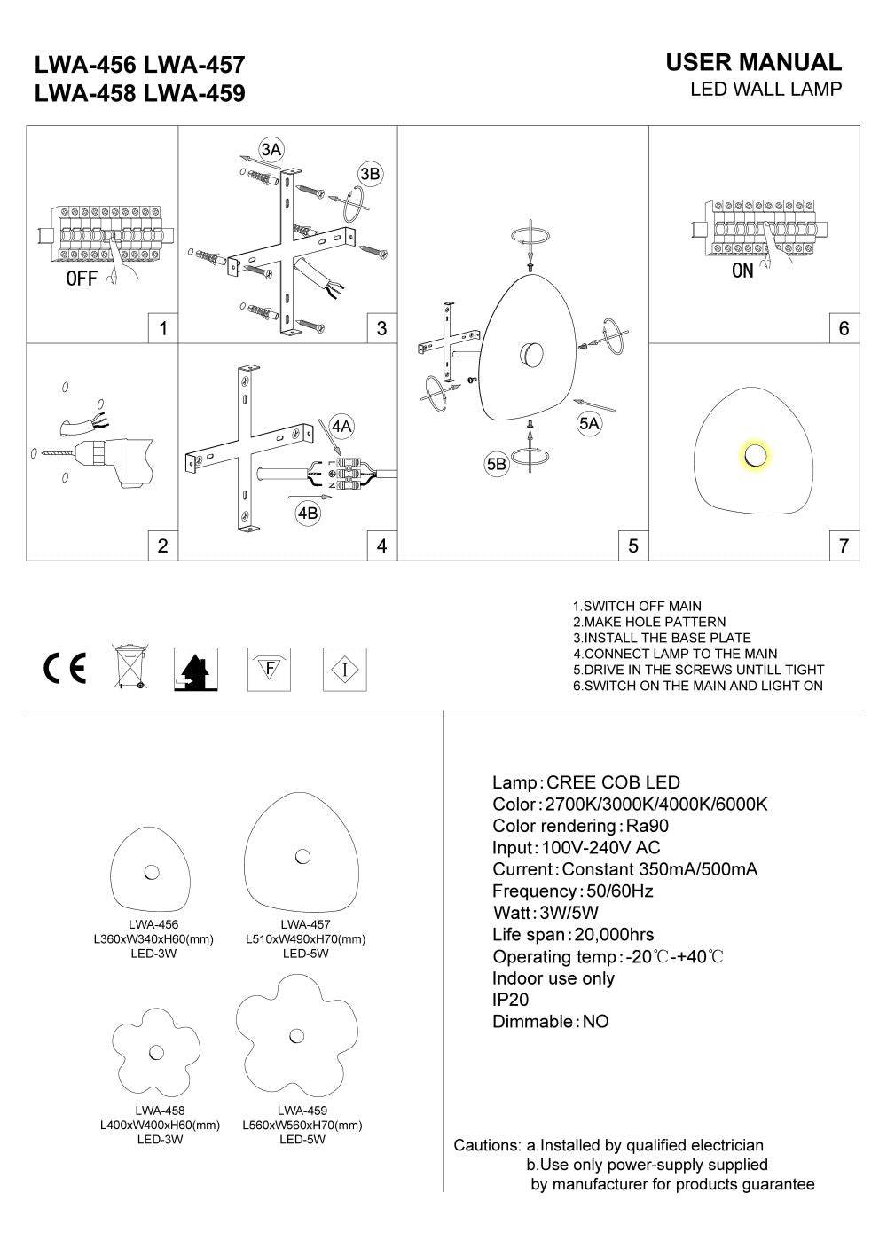 Modern internal wall light installation guide