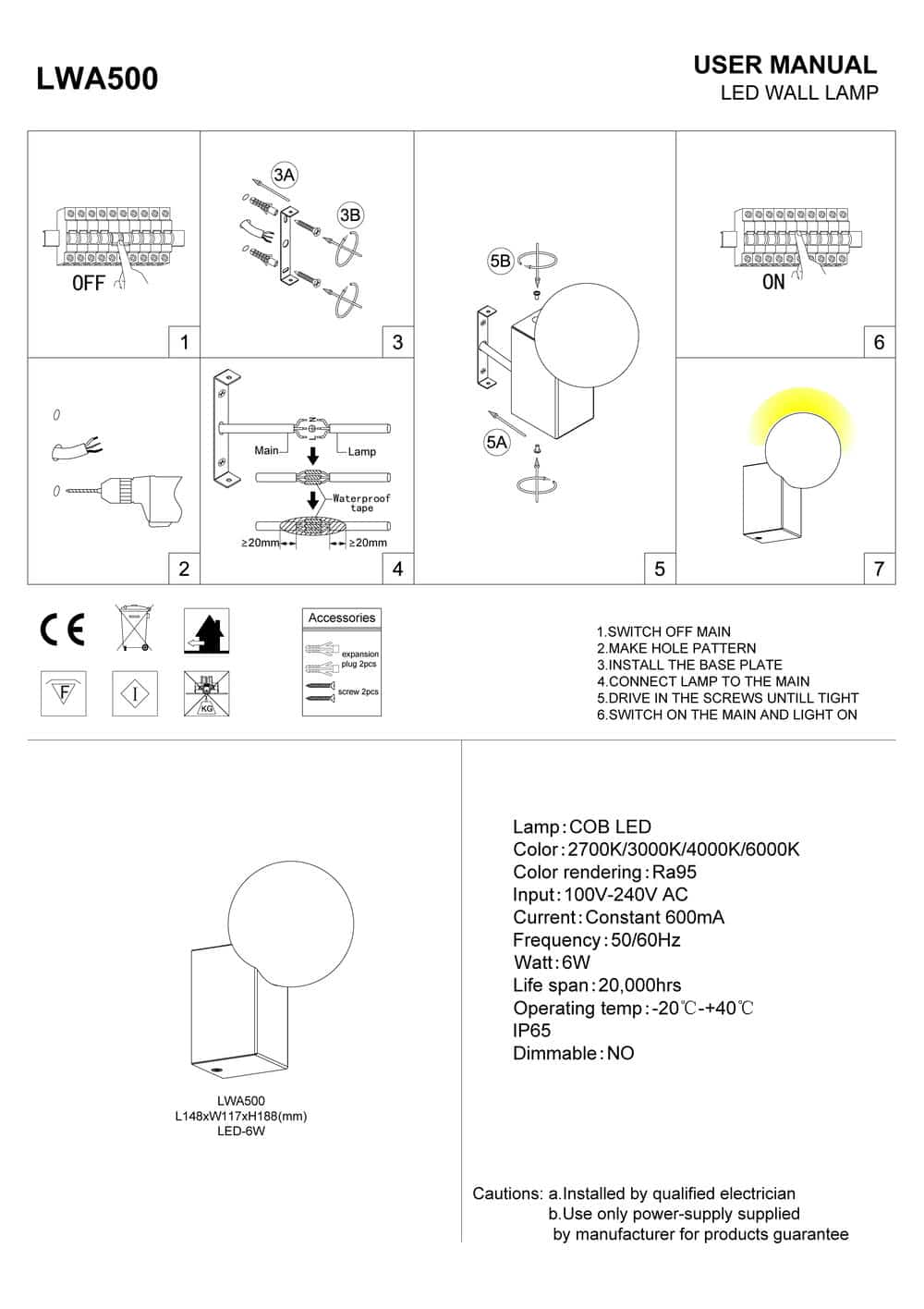 black outdoor wall globe light installation guide