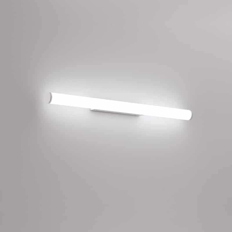 white bathroom vanity mirror light mounted on a white wall 