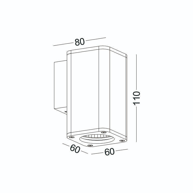 black outdoor wall downlighter dimensions drawing