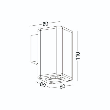 black outdoor wall downlighter dimensions drawing