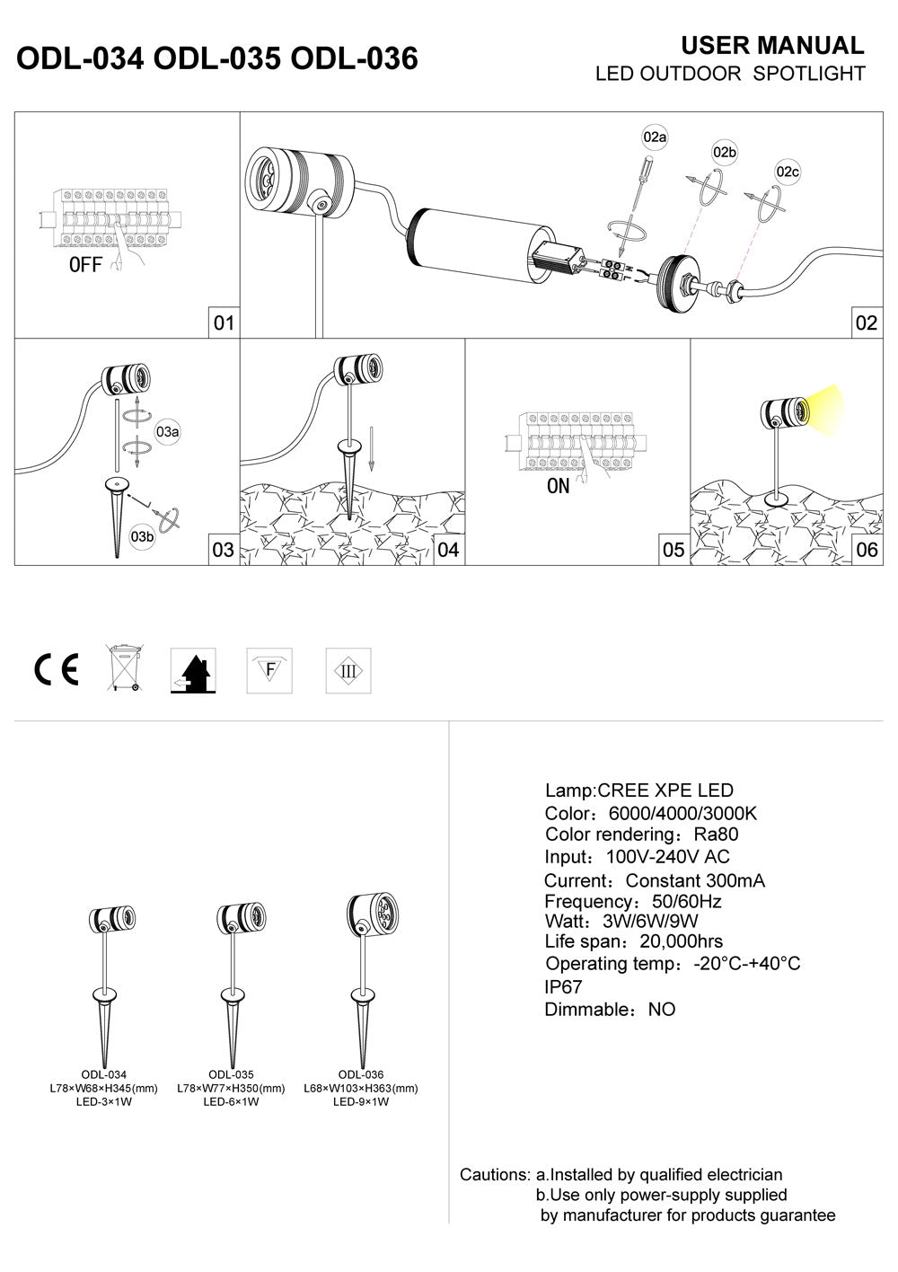 black mains powered garden spike light installation guide