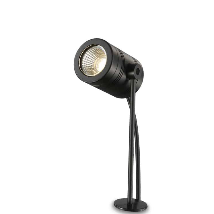 black outdoor stake light on a white background
