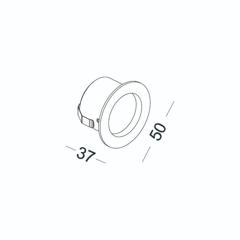 3 watt round black inset garden wall light technical drawing