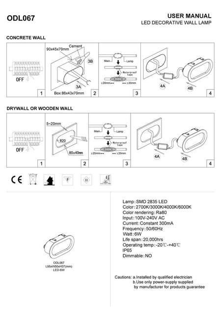 6 watt oval black recessed exterior wall light install guide