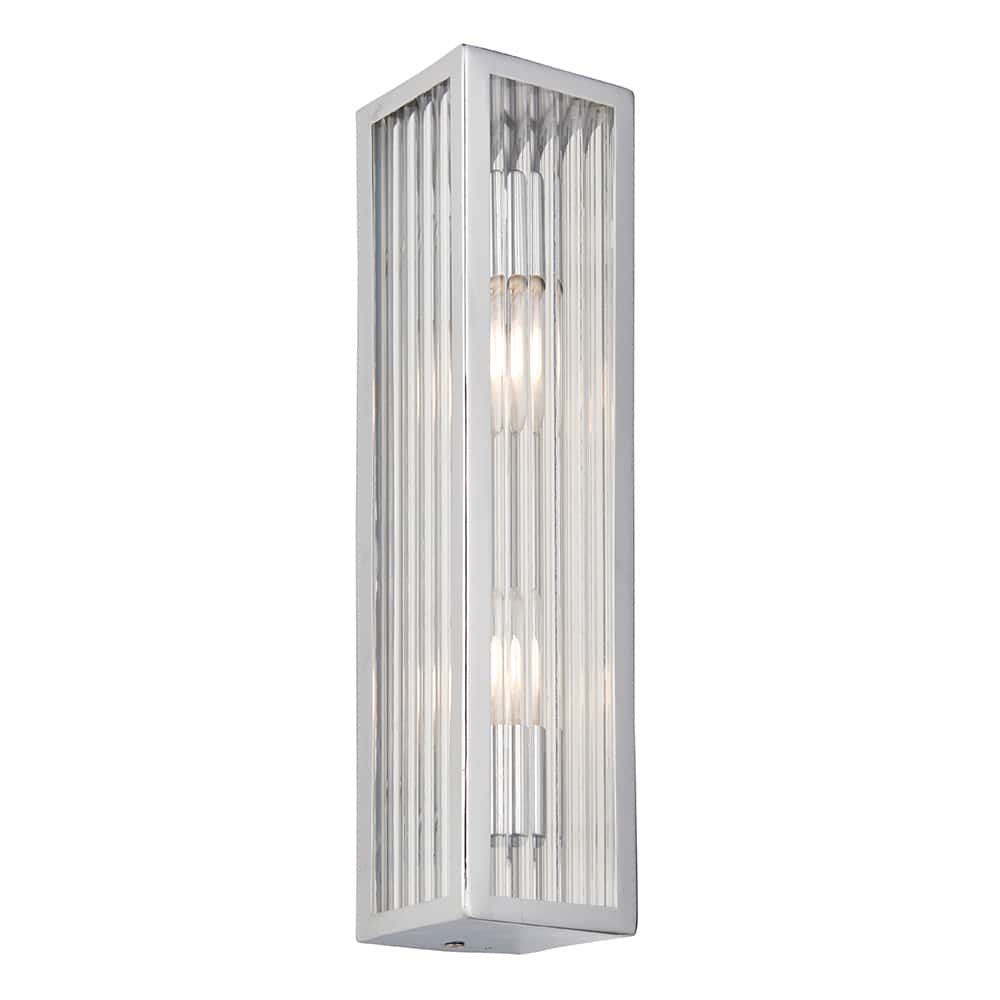 chrome bathroom vanity wall light on a white background 