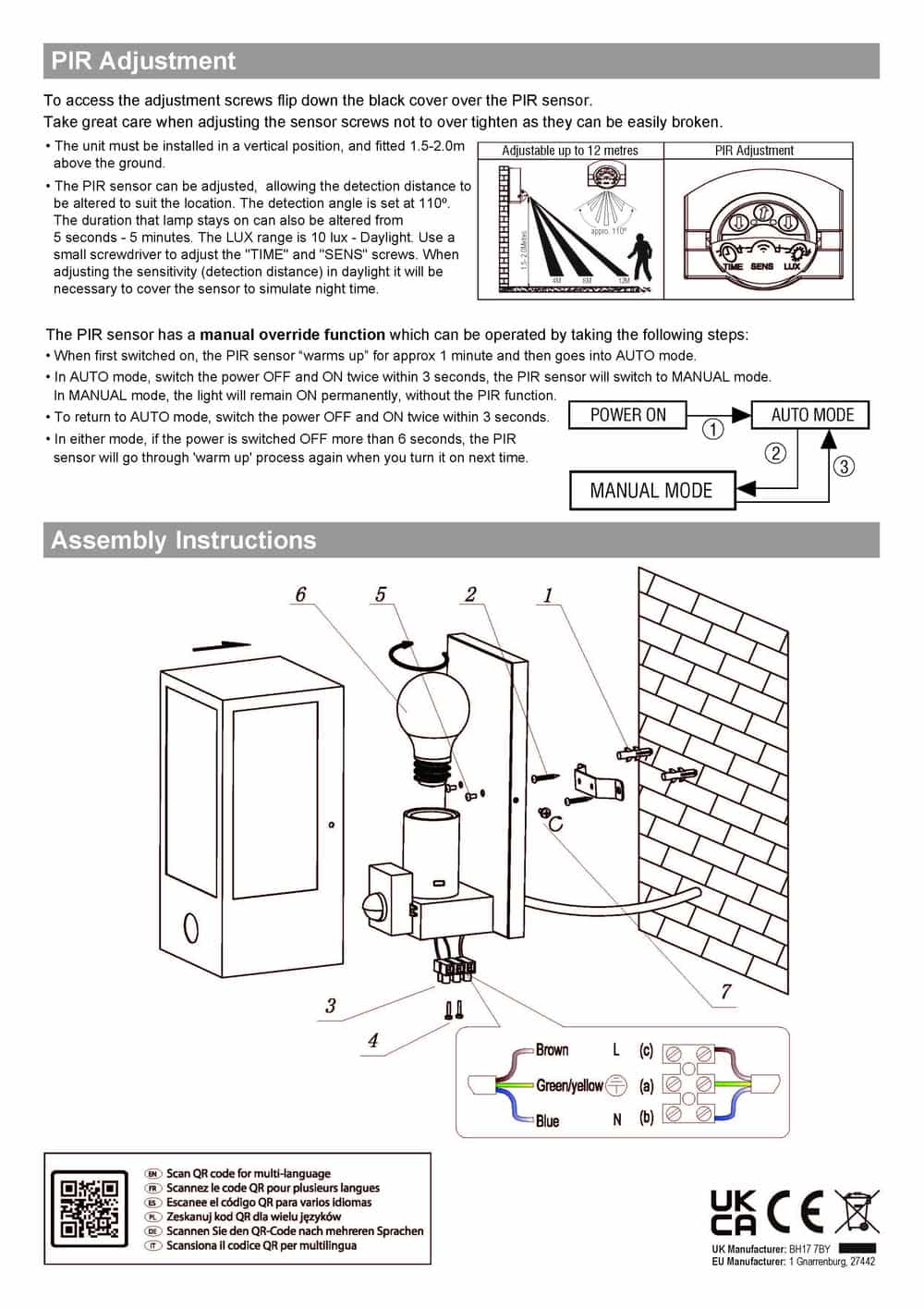 black outside sensor wall light installation guide