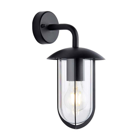 black external lantern wall light on a white background