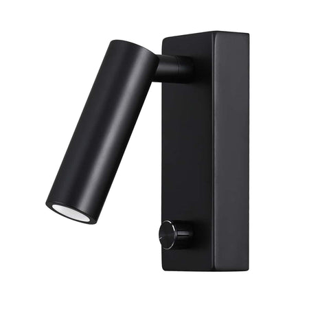 black dimmable bedside reading lamp on a white back ground 