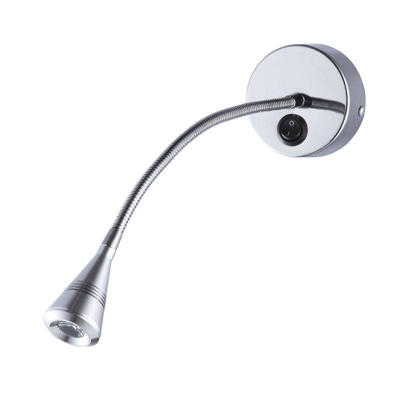 silver flexible LED reading lamp shown on a white background