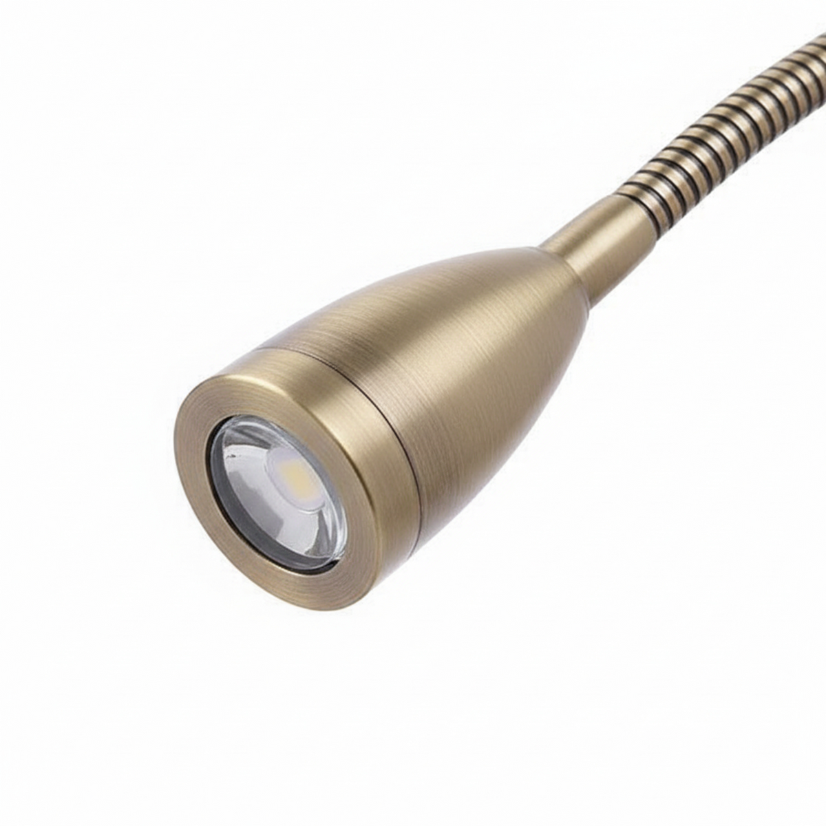 Ultra Beam Lighting Ltd Antico antique brass flexible LED reading light head with adjustable gooseneck arm