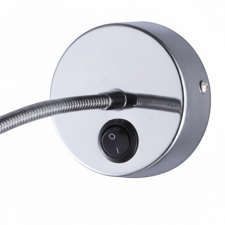 Ultra Beam Lighting Ltd Asti polished chrome wall mounted LED reading light with flexible arm and on-off switch