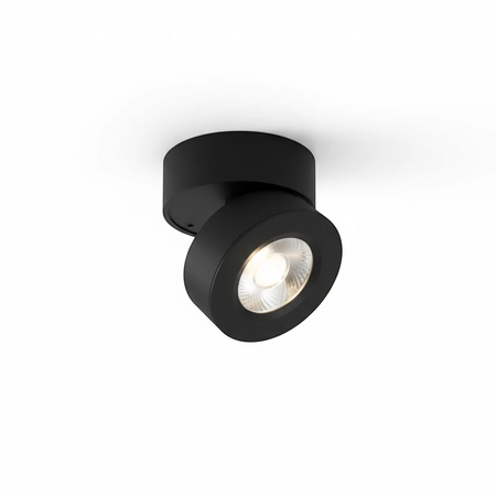 Ultra Beam Lighting Ltd 5W black adjustable surface mounted downlight with a rotating aluminium spotlight head