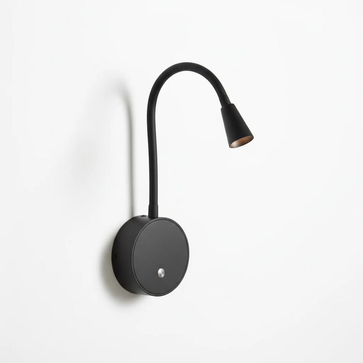 Ultra Beam Lighting Ltd black flexible LED reading light with a touch switch and integrated USB charging ports.