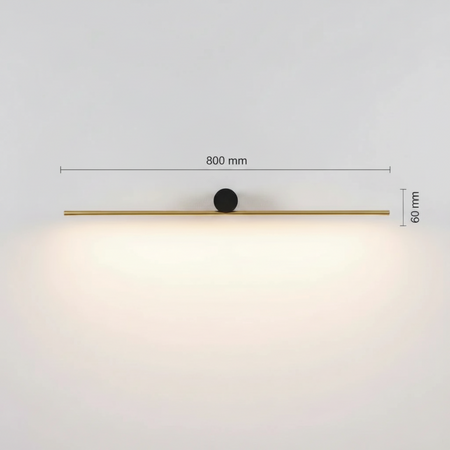 Ultra Beam Lighting Ltd 800mm wide LED picture lamp in black and gold with integrated warm illumination.