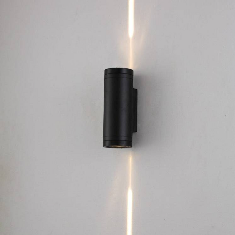 Ultra Beam Lighting Ltd 6W LED up and down wall light in a sleek black aluminium finish for outdoor use.