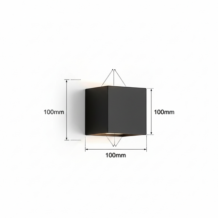 Ultra Beam Lighting Ltd black square LED up and down outdoor wall light with 100mm dimensions