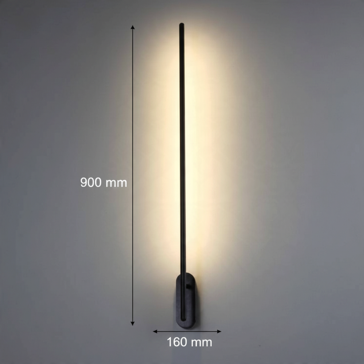 Ultra Beam Lighting Ltd 10W LED black wall light with a vertical linear design creating a warm halo wash effect.