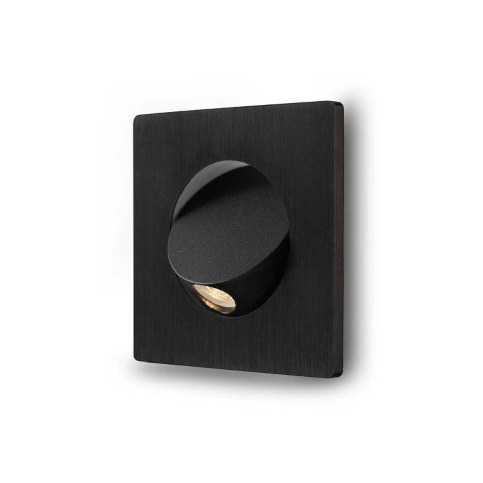 Ultra Beam Lighting Ltd square black recessed LED reading lamp with tilt switch for headboard or wall mounting