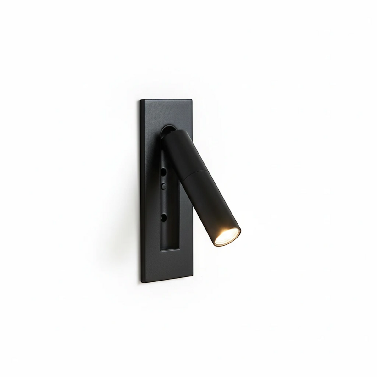 Ultra Beam Lighting Ltd black recessed adjustable LED reading wall light with directional head for bedroom lighting