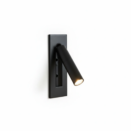 Ultra Beam Lighting Ltd black recessed adjustable LED reading wall light with directional head for bedroom lighting