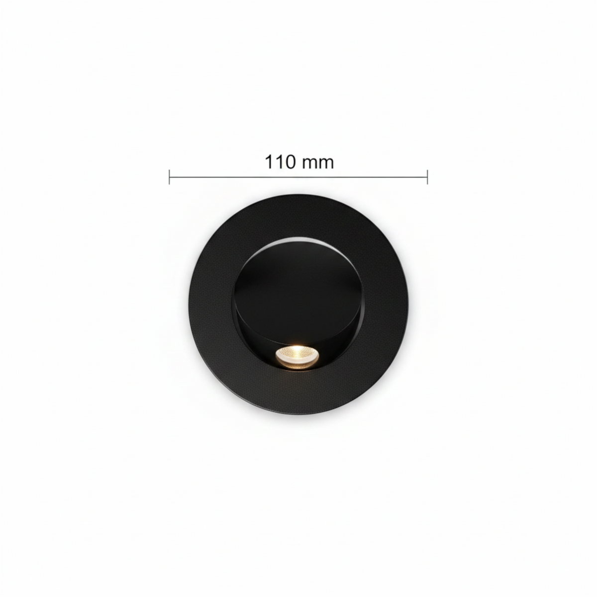 Ultra Beam Lighting Ltd 3W black recessed LED reading light with a 110mm diameter, perfect for headboard mounting.