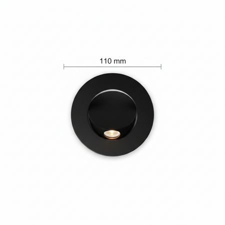 Ultra Beam Lighting Ltd 3W black recessed LED reading light with a 110mm diameter, perfect for headboard mounting.