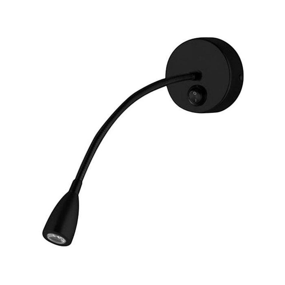 Ultra Beam Lighting Ltd Nero black LED gooseneck reading light with flexible arm and integrated wall switch