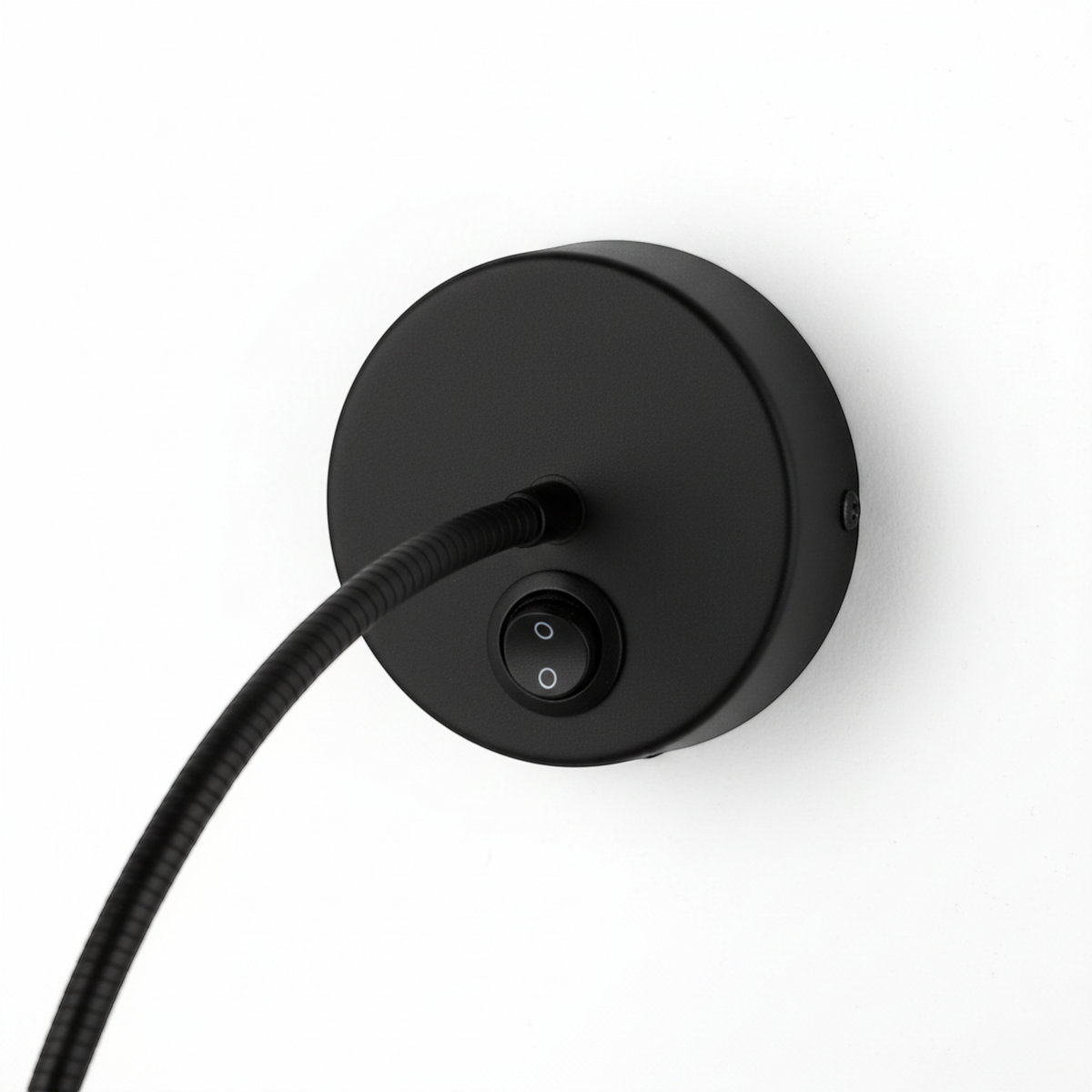 Ultra Beam Lighting Ltd Nero black satin LED gooseneck reading light wall mount with integrated power switch