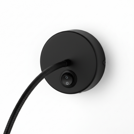 Ultra Beam Lighting Ltd Nero black satin LED gooseneck reading light wall mount with integrated power switch