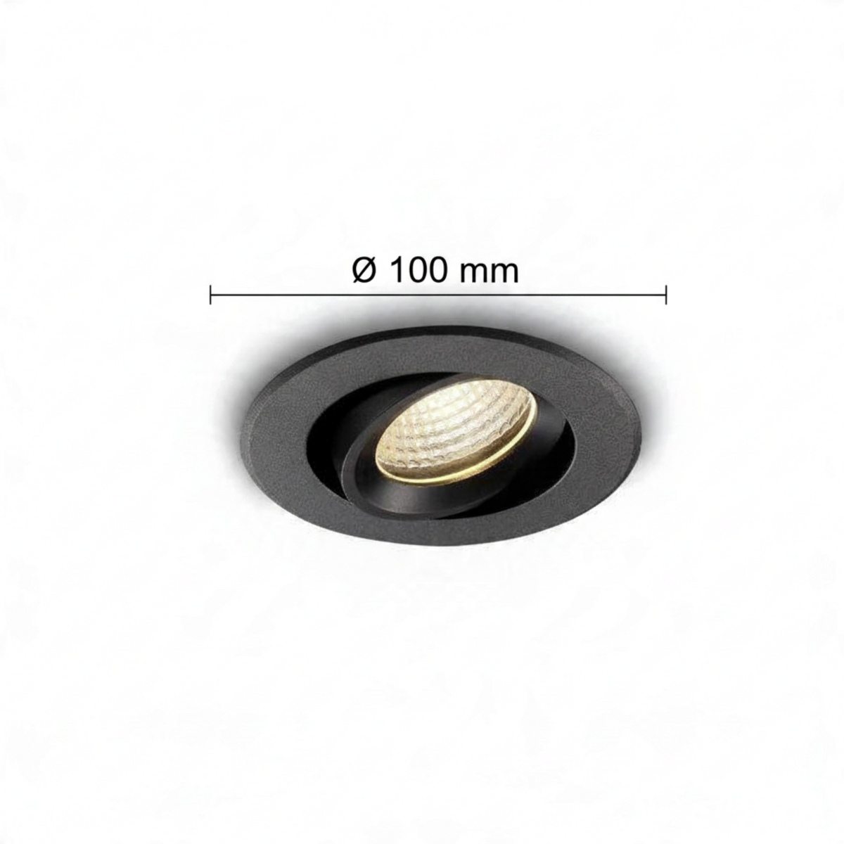 Ultra Beam Lighting Ltd Onyx 6W black recessed LED downlight with gimbal tilting adjustment and 100mm diameter