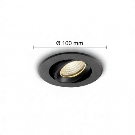 Ultra Beam Lighting Ltd Onyx 6W black recessed LED downlight with gimbal tilting adjustment and 100mm diameter