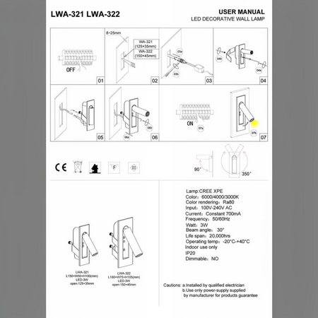 3 Watt Black Recessed Adjustable LED Reading Wall Light - Ultra Beam Lighting Ltd