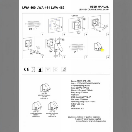 Ultra Beam Lighting Ltd recessed LED reading lamp installation guide showing wiring and technical specifications
