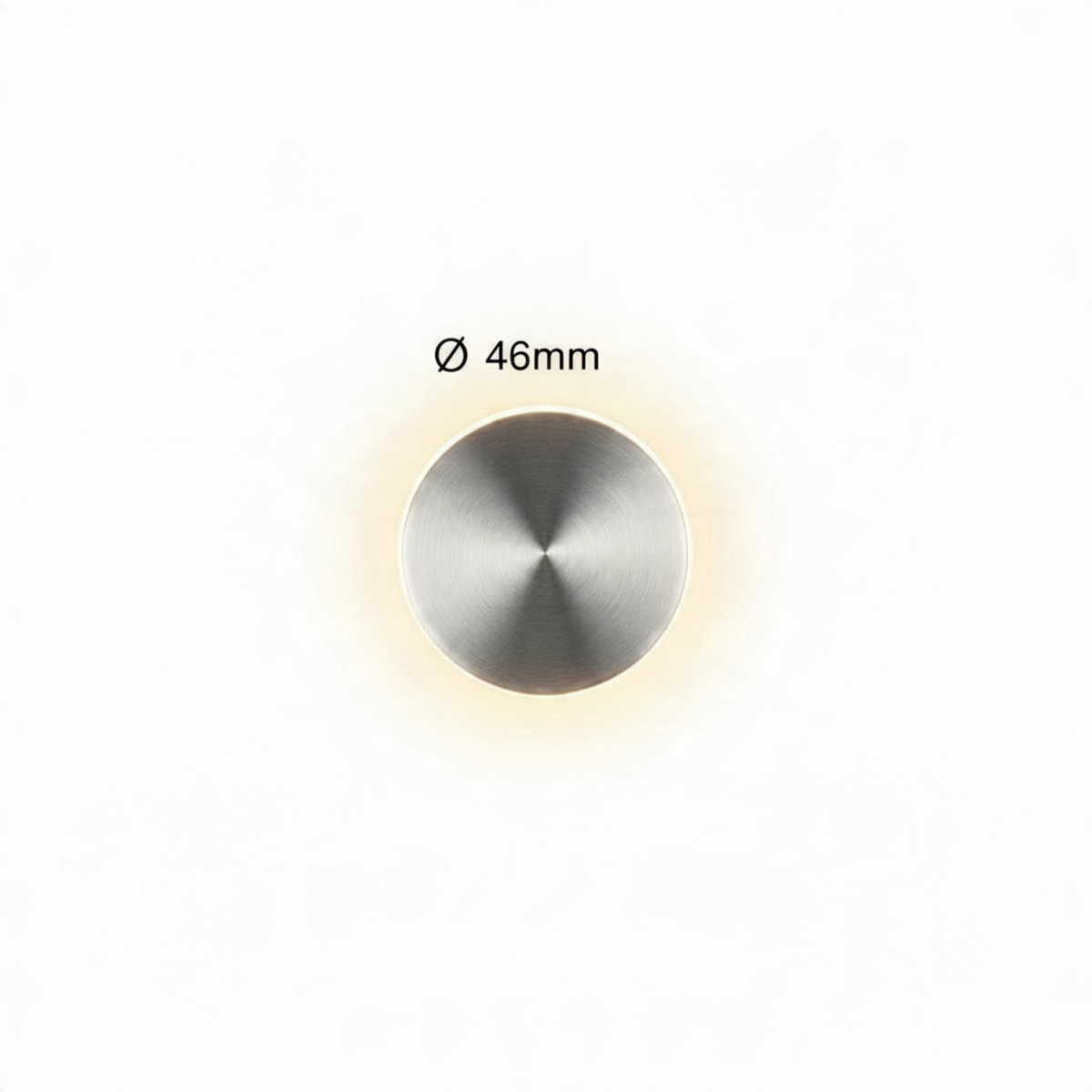 Ultra Beam Lighting Ltd round recessed LED staircase light with a polished aluminium faceplate and halo glow effect