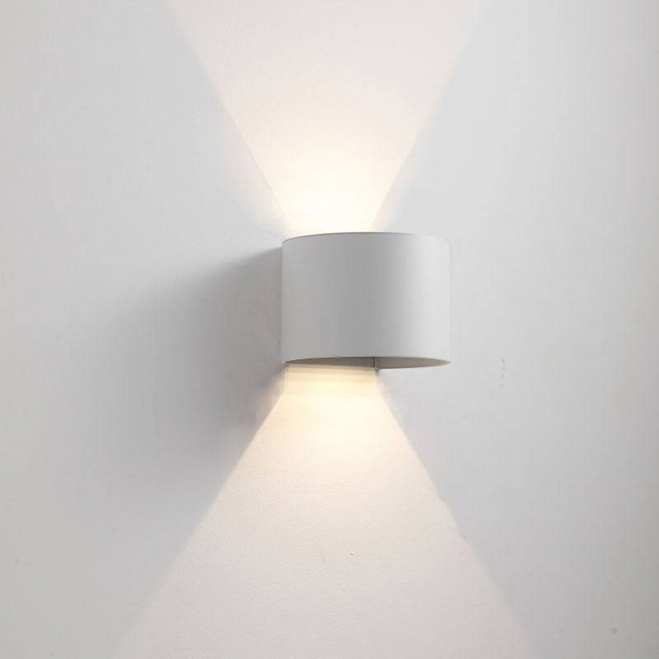 white outdoor up and down light shown on a white background wall