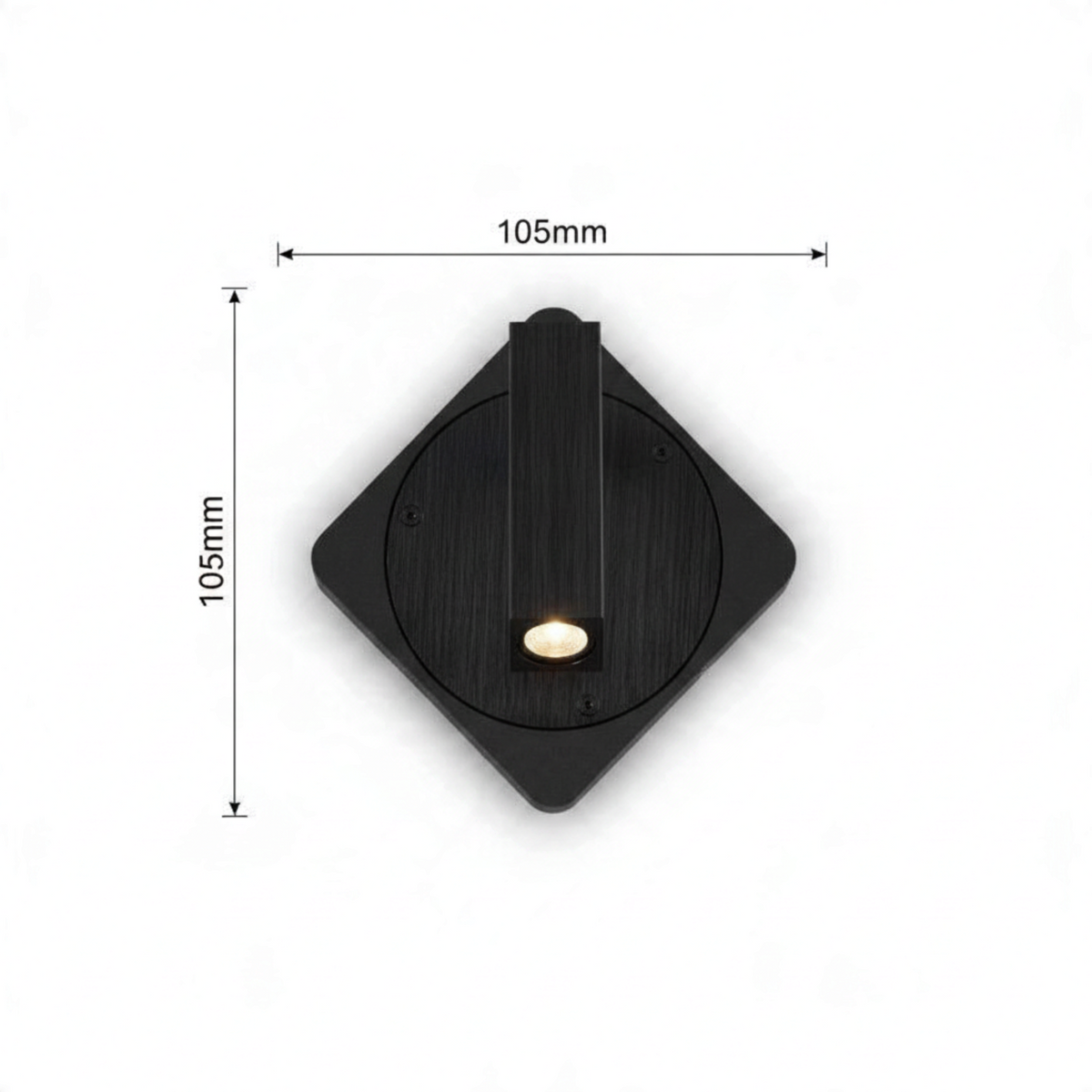 Ultra Beam Lighting Ltd Seville black LED wall reading light with adjustable head and square mounting plate
