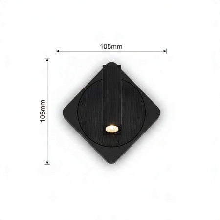 Ultra Beam Lighting Ltd Seville black LED wall reading light with adjustable head and square mounting plate
