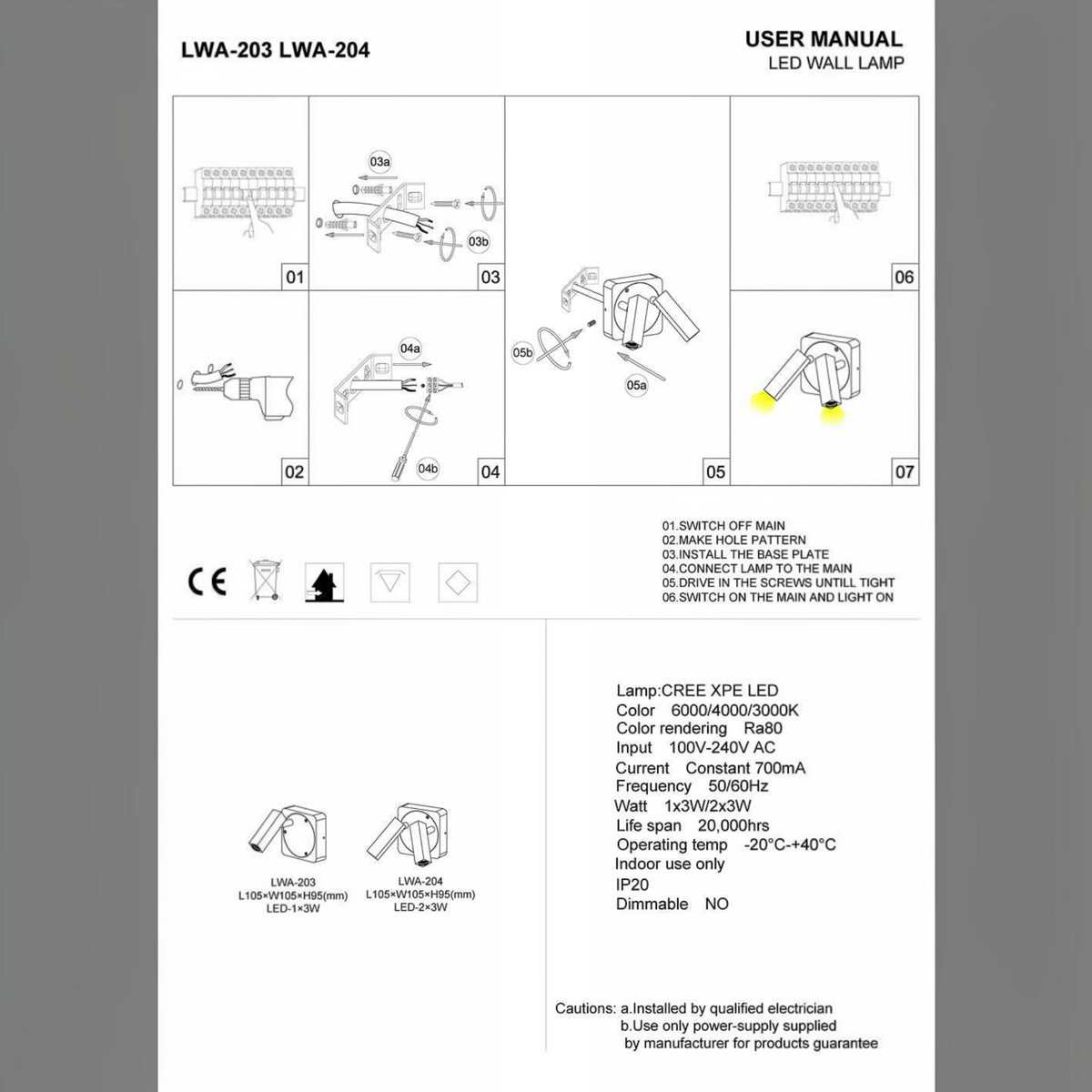 Ultra Beam Lighting Ltd Seville twin 3 watt black LED reading lamp installation manual and technical specifications