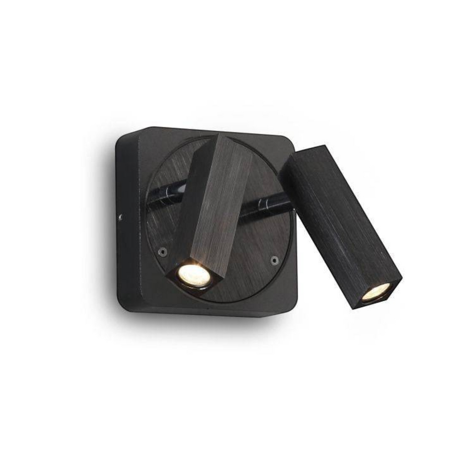 Ultra Beam Lighting Ltd Seville twin black LED reading lamp with adjustable heads for targeted bedroom lighting