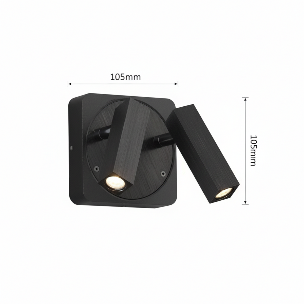 Ultra Beam Lighting Ltd Seville twin black LED reading lamp with adjustable heads and 105mm square back plate