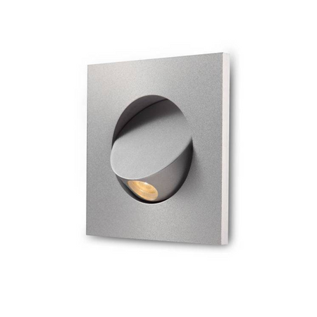 Ultra Beam Lighting Ltd square silver recessed LED reading lamp with adjustable tilt head for wall or headboard