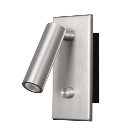 brushed nickel dimmable reading lamp product image mounted on a white wall