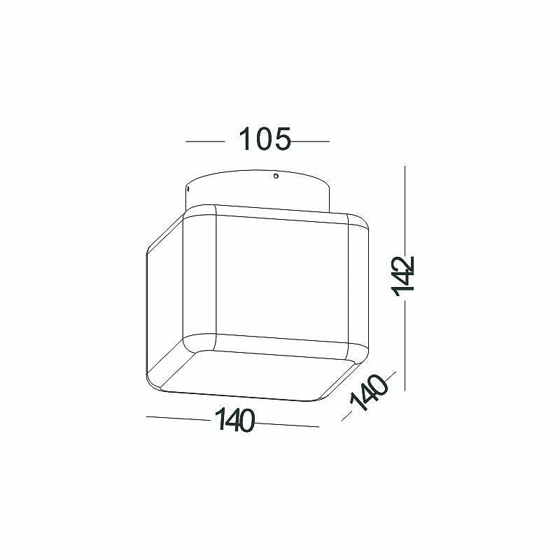 Ultra Beam Lighting Ltd 12W square LED outdoor ceiling light technical line drawing with dimensions in millimeters